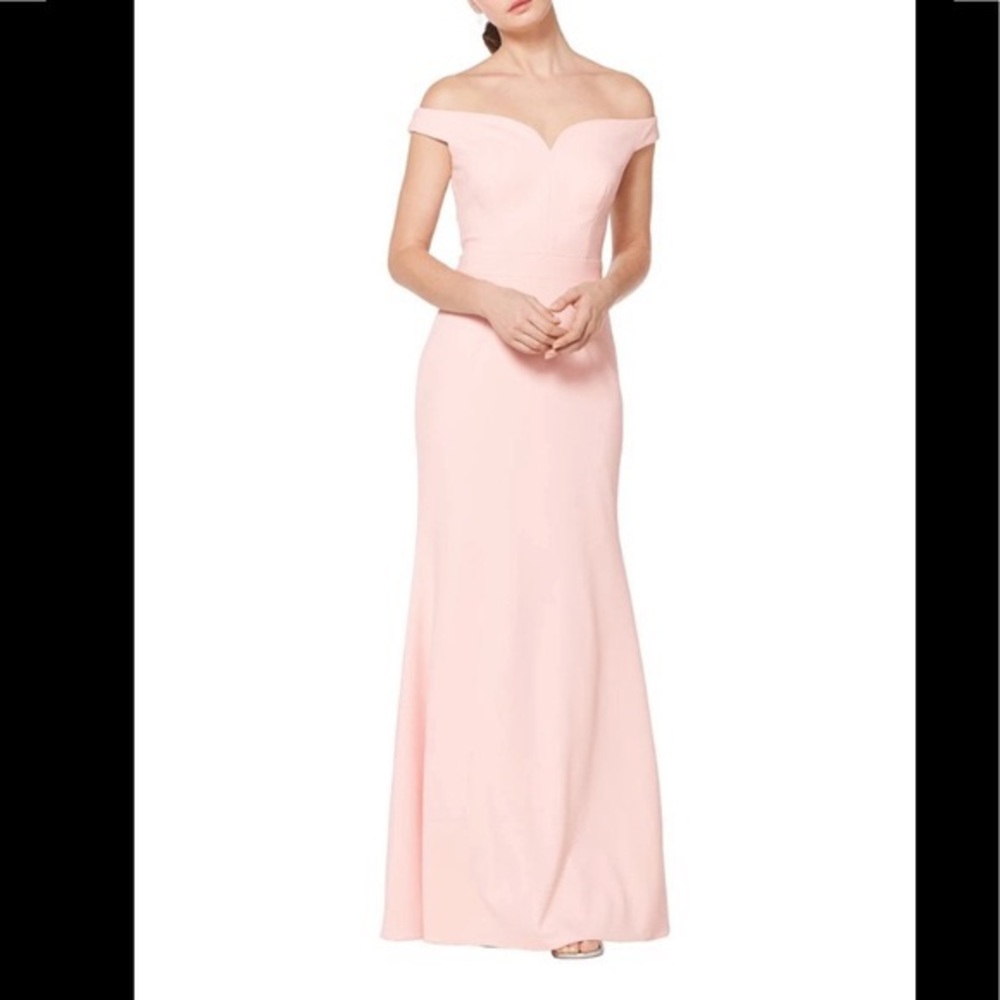 Bill Levkoff 1621 Ballet Pink Off Shoulder Gown.